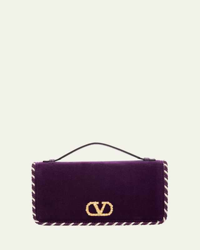 VLOGO Signature Suede Wallet with Chain Strap